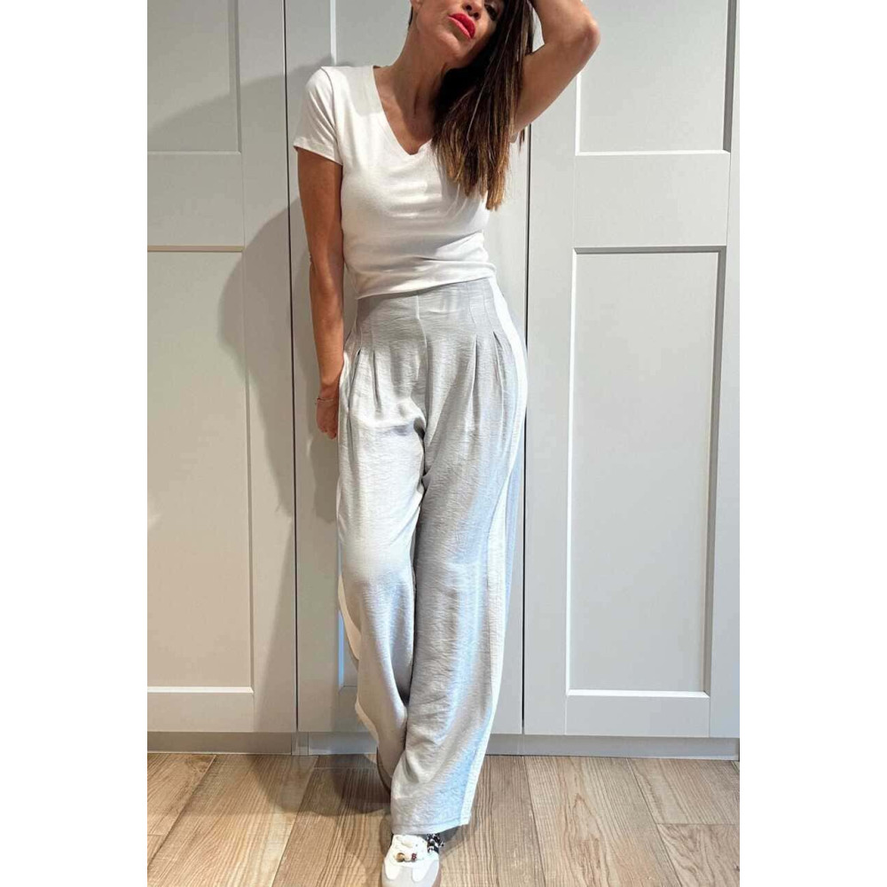 Pantalón Pinzas Franja Lateral FAREWELL Gris HEVE