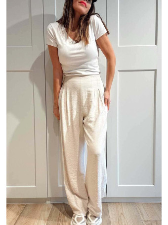 Pantalón Pinzas Franja Lateral FAREWELL Beige HEVE