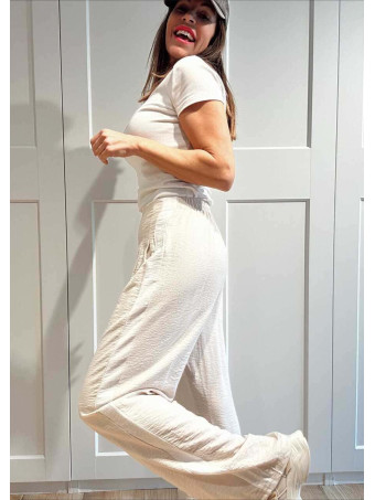 Pantalón Pinzas Franja Lateral FAREWELL Beige HEVE