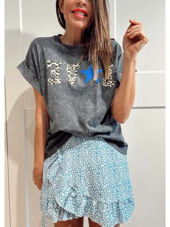 Camiseta Algodón WILD STAR EDITION Gris/Azul Klein HEVE