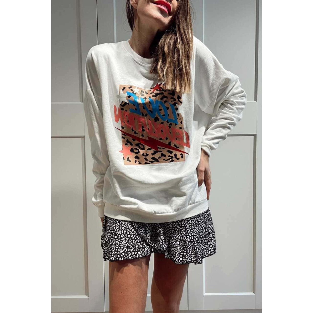 Sudadera Algodón LOVE LEVOLUTION Blanco HEVE