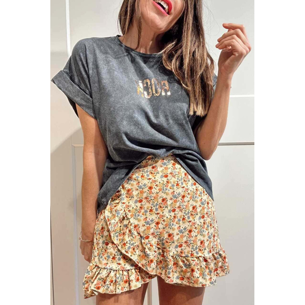 Falda Pantalón Floral RISYA Nude HEVE