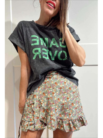 Falda Pantalón Floral RISYA Verde HEVE