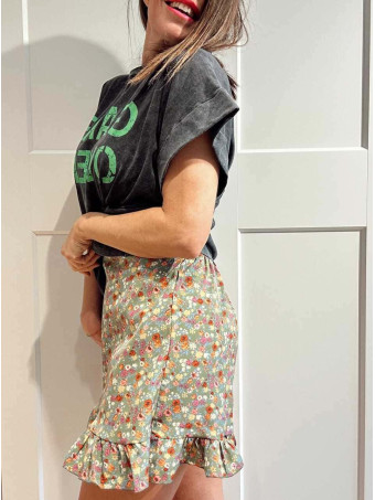 Falda Pantalón Floral RISYA Verde HEVE