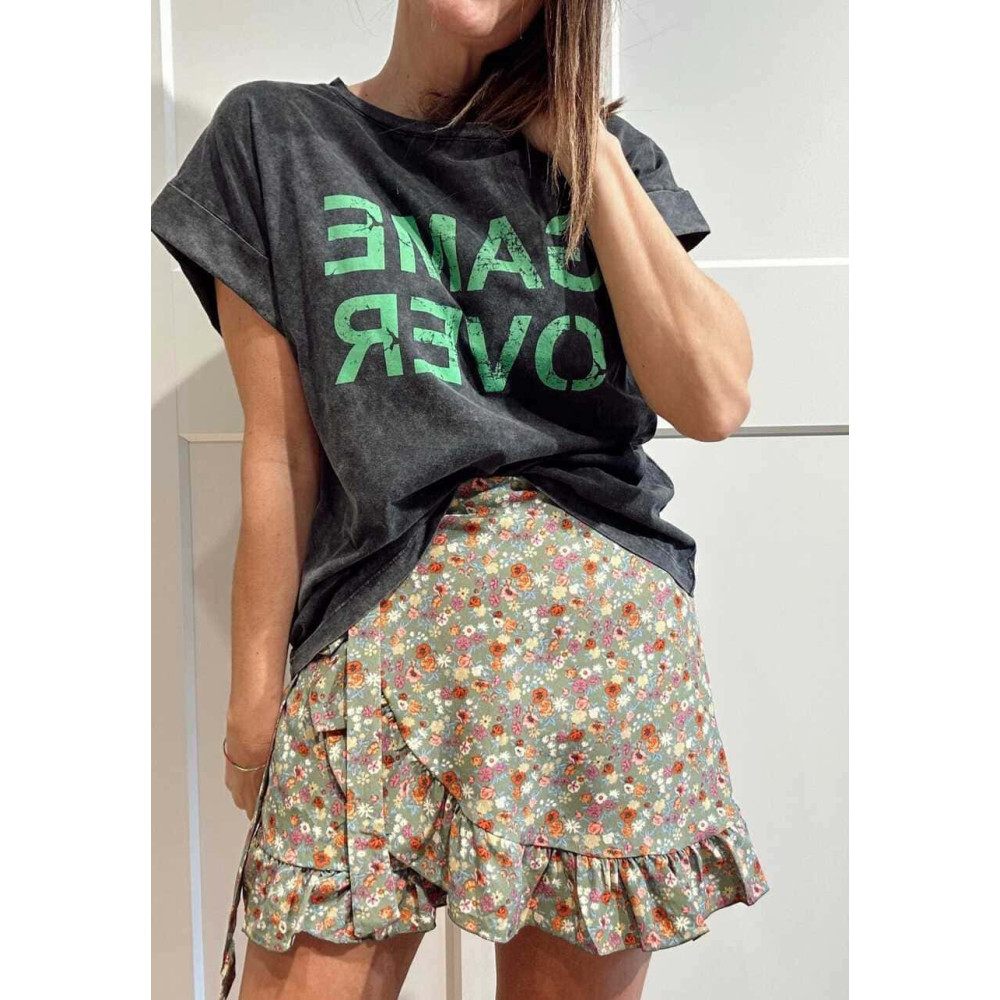 Falda Pantalón Floral RISYA Verde HEVE