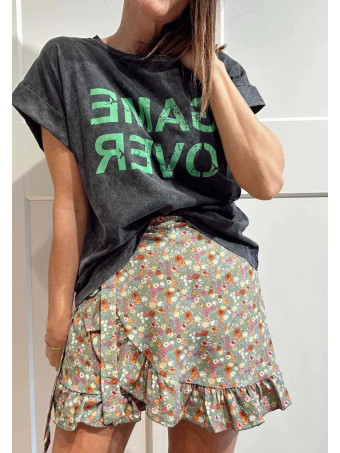 Falda Pantalón Floral RISYA Verde HEVE