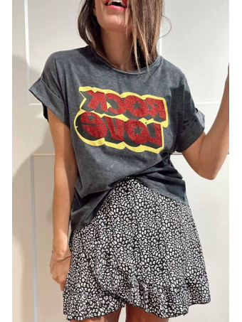 Falda Pantalón Estampada MAYZI Negro