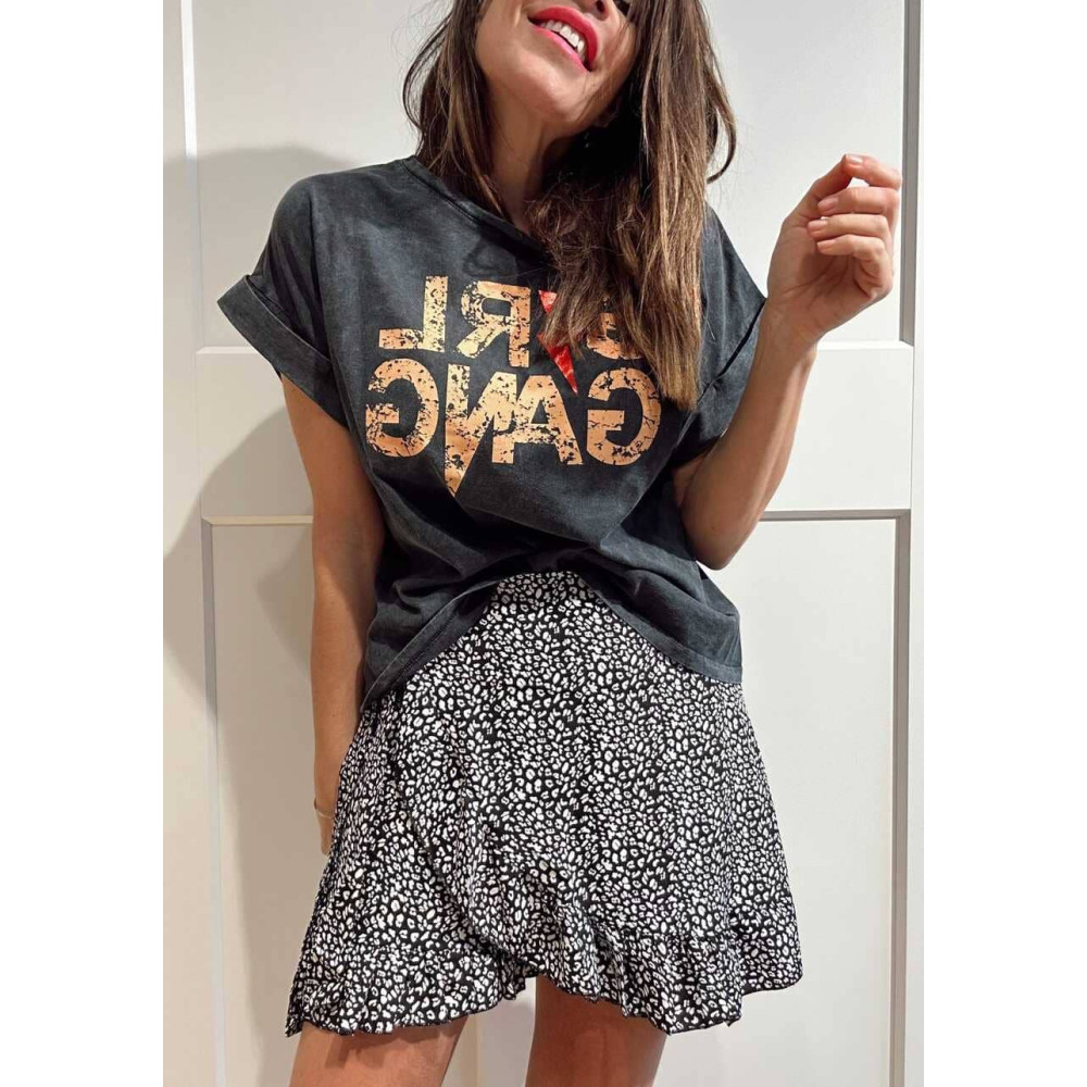 Falda Pantalón Estampada MAYZI Negro