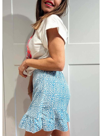 Falda Pantalón Estampada MAYZI Azul HEVE