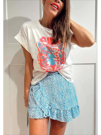 Falda Pantalón Estampada MAYZI Azul HEVE