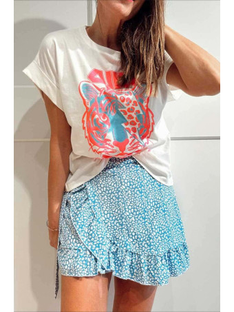 Falda Pantalón Estampada MAYZI Azul HEVE