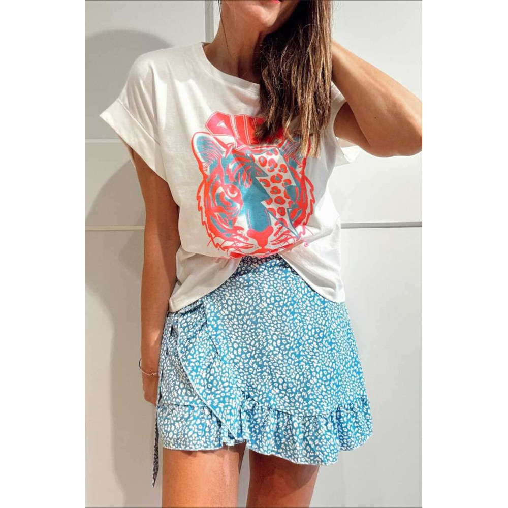 Falda Pantalón Estampada MAYZI Azul HEVE