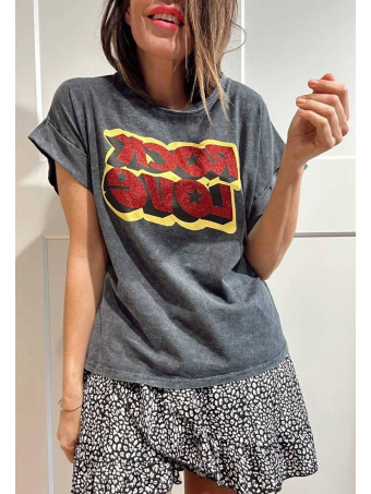 Camiseta Algodón ROCK LOVE Gris HEVE