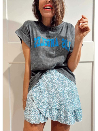 Camiseta Algodón LOS ÁNGELES Gris/Azul HEVE