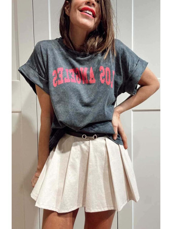 Camiseta Algodón LOS ÁNGELES Gris/Magenta HEVE