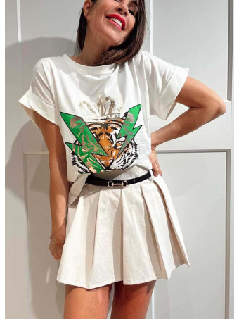 Falda Pantalón con Cinturón KLYTHER Beige HEVE