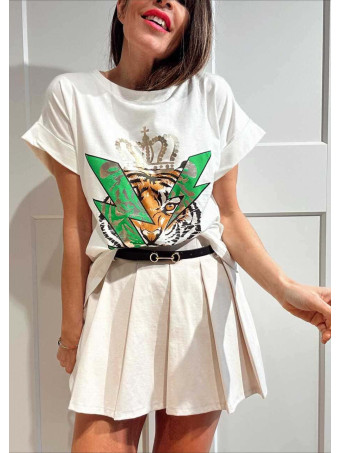 Falda Pantalón con Cinturón KLYTHER Beige HEVE