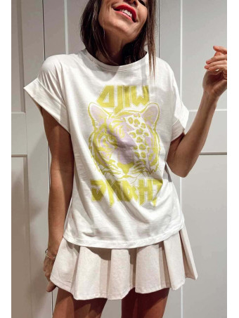 Camiseta Algodón WILD THANG Blanco/Lima HEVE