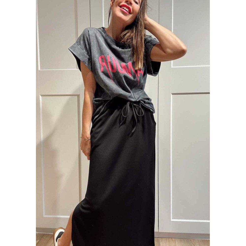 Falda Casual Soft Touch MASHUP Negro HEVE