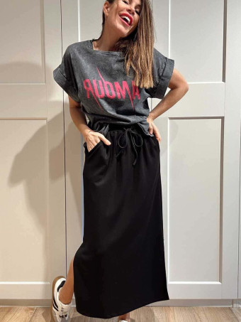 Falda Casual Soft Touch MASHUP Negro HEVE