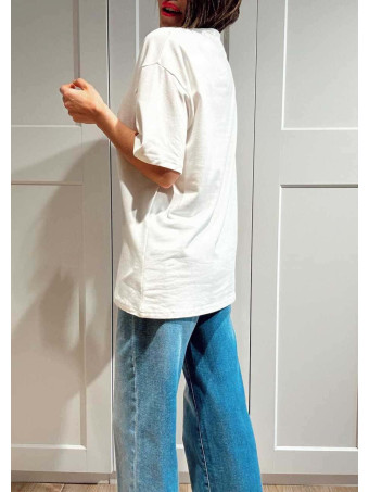 Camiseta Oversize Mensaje STORY Blanco/Lima HEVE