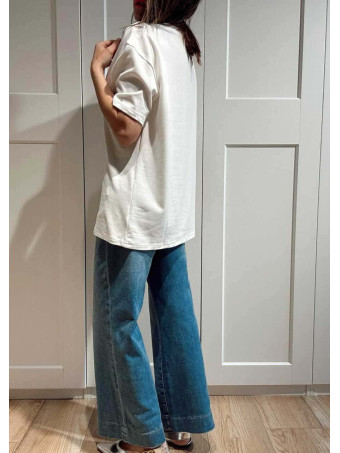 Camiseta Oversize Mensaje STORY Blanco/Celeste HEVE