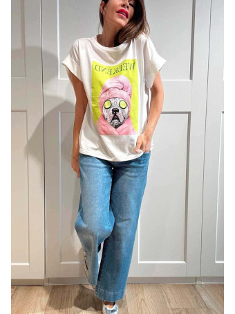 Camiseta Algodón Estampada RELAX MOOD Blanco HEVE