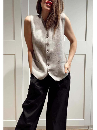 Chaleco Punto Botones TESSEN Gris HEVE