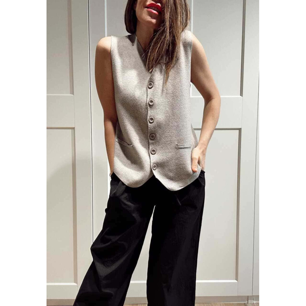 Chaleco Punto Botones TESSEN Gris HEVE