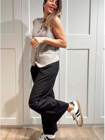 Pantalón Ancho Maxi-Dobladillo JAGOAN Negro HEVE