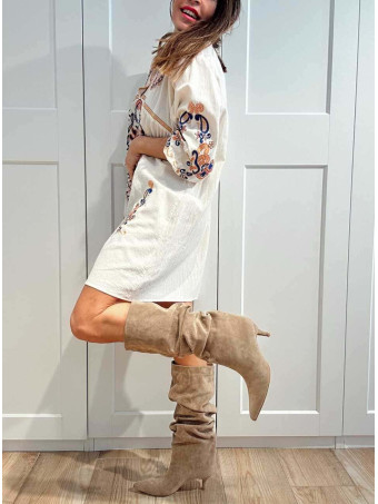 Vestido Rústico Bordado NANUKA Beige HEVE