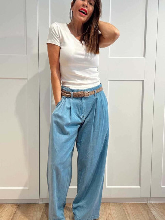 Pantalón Casual Style con Cinturón VIETTA Azul HEVE