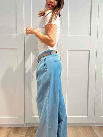 Pantalón Casual Style con Cinturón VIETTA Azul HEVE
