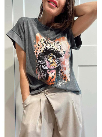 Camiseta Algodón Vinilo WILD SPIRIT Gris HEVE