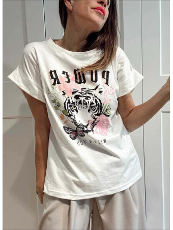 Camiseta Algodón WILD POWER Blanco HEVE
