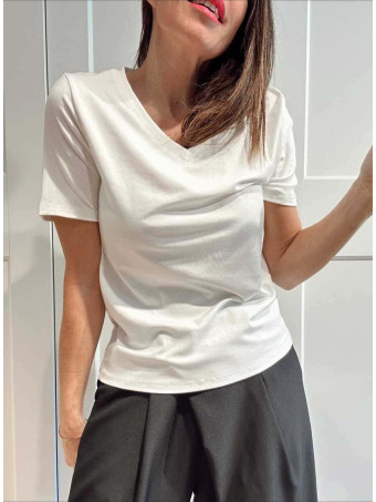 Camiseta Elástica Escote Pico SUTTON Blanco HEVE