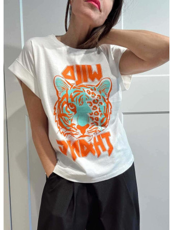 Camiseta Algodón WILD THANG Blanco/Naranja HEVE