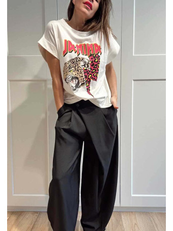 Camiseta Algodón ANIMAL THUNDER Blanco/Rosa