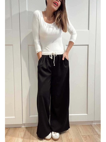 Pantalón Soft Touch Wide Leg JEAVYN Negro HEVE