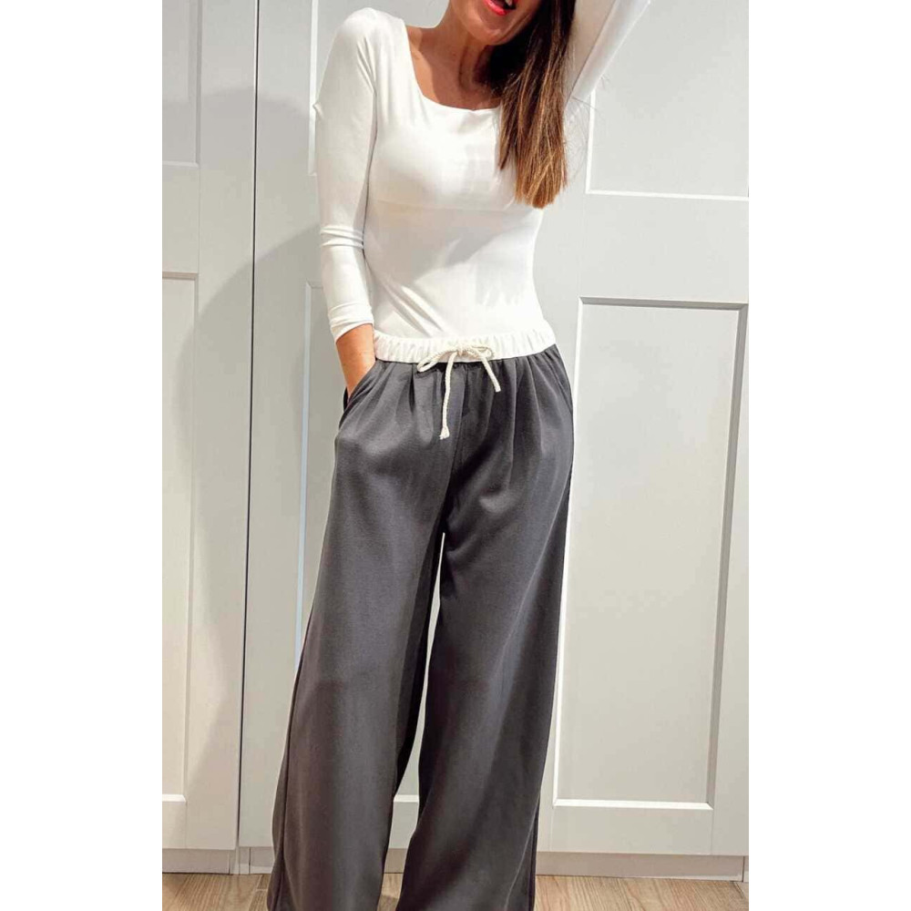 Pantalón Soft Touch Wide Leg JEAVYN Gris HEVE
