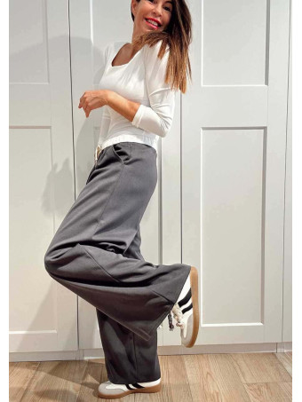 Pantalón Soft Touch Wide Leg JEAVYN Gris HEVE