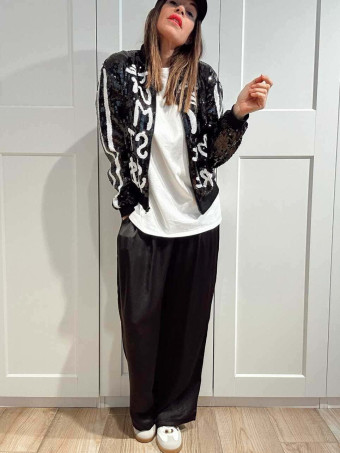 Pantalón Largo Satinado KENDREW Negro HEVE