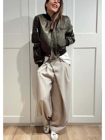 Cazadora Bomber Efecto Piel LEROFEY Verde HEVE