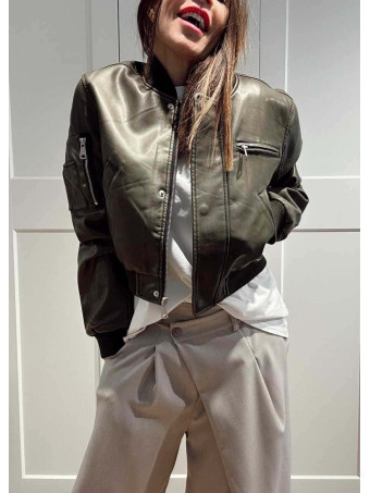 Cazadora Bomber Efecto Piel LEROFEY Verde HEVE