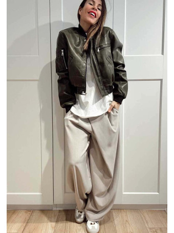 Cazadora Bomber Efecto Piel LEROFEY Verde HEVE