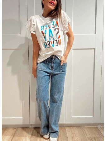 Camiseta Volante NEVER SAY NEVER Blanco HEVE