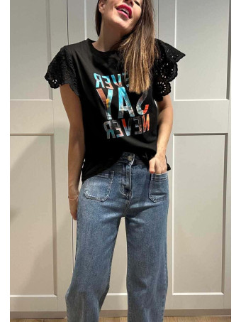 Camiseta Volante NEVER SAY NEVER Negro HEVE