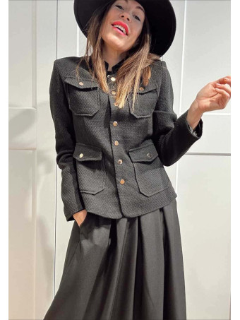 Chaqueta Tweed Estilo Chanel KERYTHIA Negro HEVE