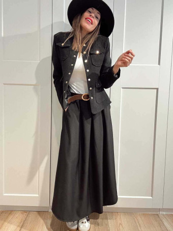 Chaqueta Tweed Estilo Chanel KERYTHIA Negro HEVE