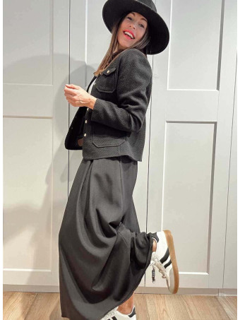 Chaqueta Tweed Estilo Chanel KERYTHIA Negro HEVE